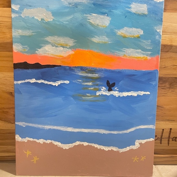 Mermaid at Montauk Sunset Beach Canvas Impressionism Art - Picture 1 of 3